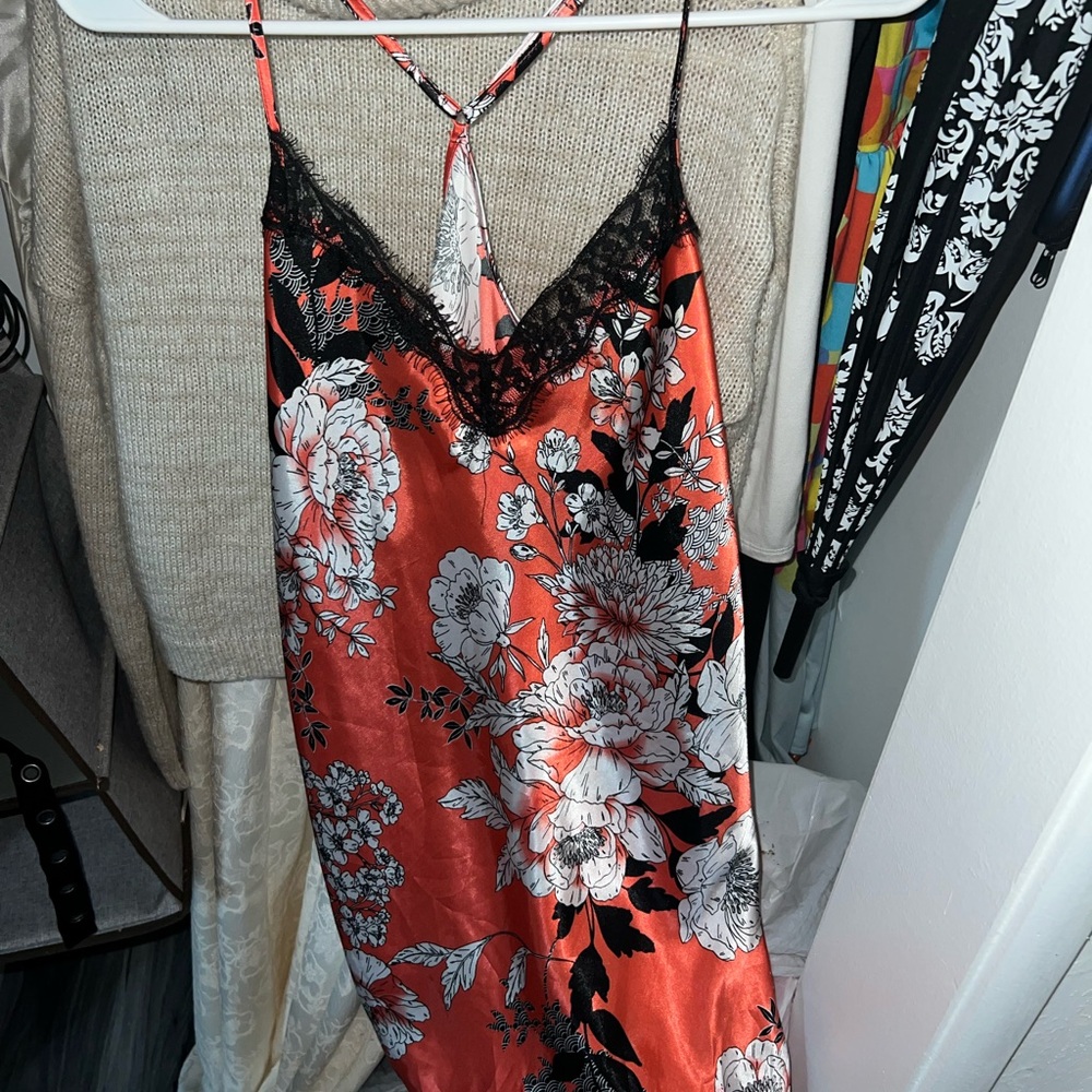 Secret Treasures Red and Black Satin Chemise